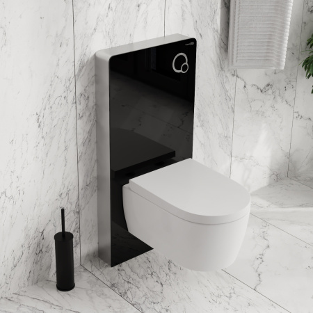 Пристенный модуль системы инсталляции для унитазов Wasserkraft Naab 86TLT.040.PE.BL черный (пневматический смыв)